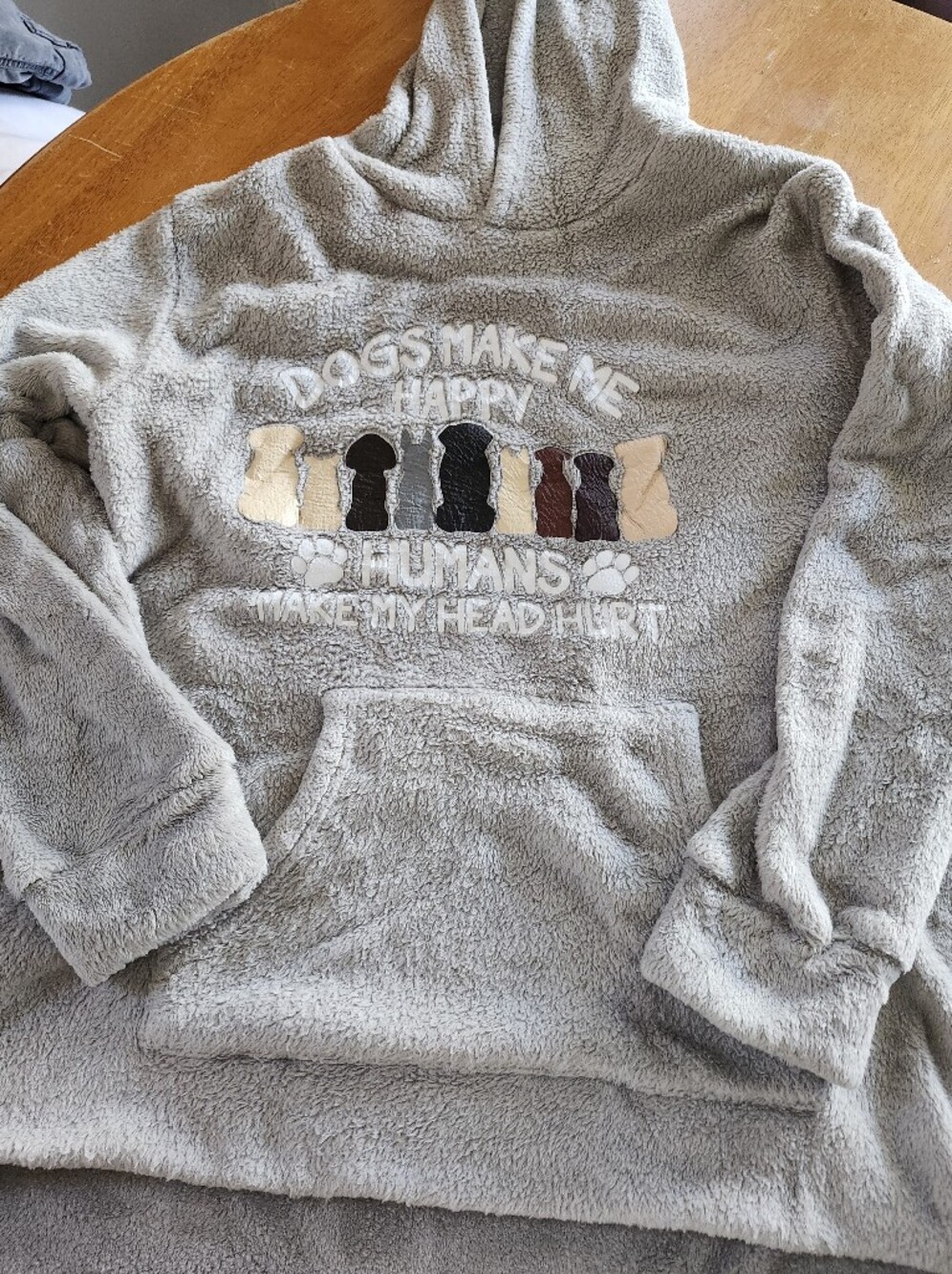 XL Gray Sherpa Dog Lover Hoodie & Pants Set Cozy Lounge Pajamas